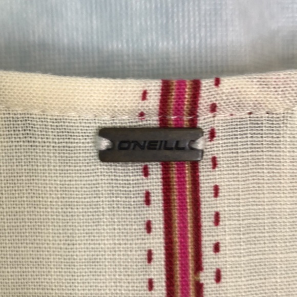 O'Neill Women's SINCERELY STRIPE TIE FRONT JUMPSUIT IN WINTER WHITE Size L - Picture 7 of 16